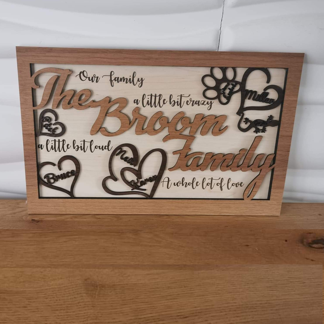 Wooden Layered 'Family' Sign