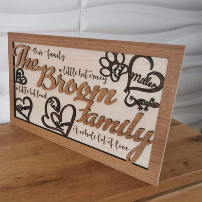 Wooden Layered 'Family' Sign