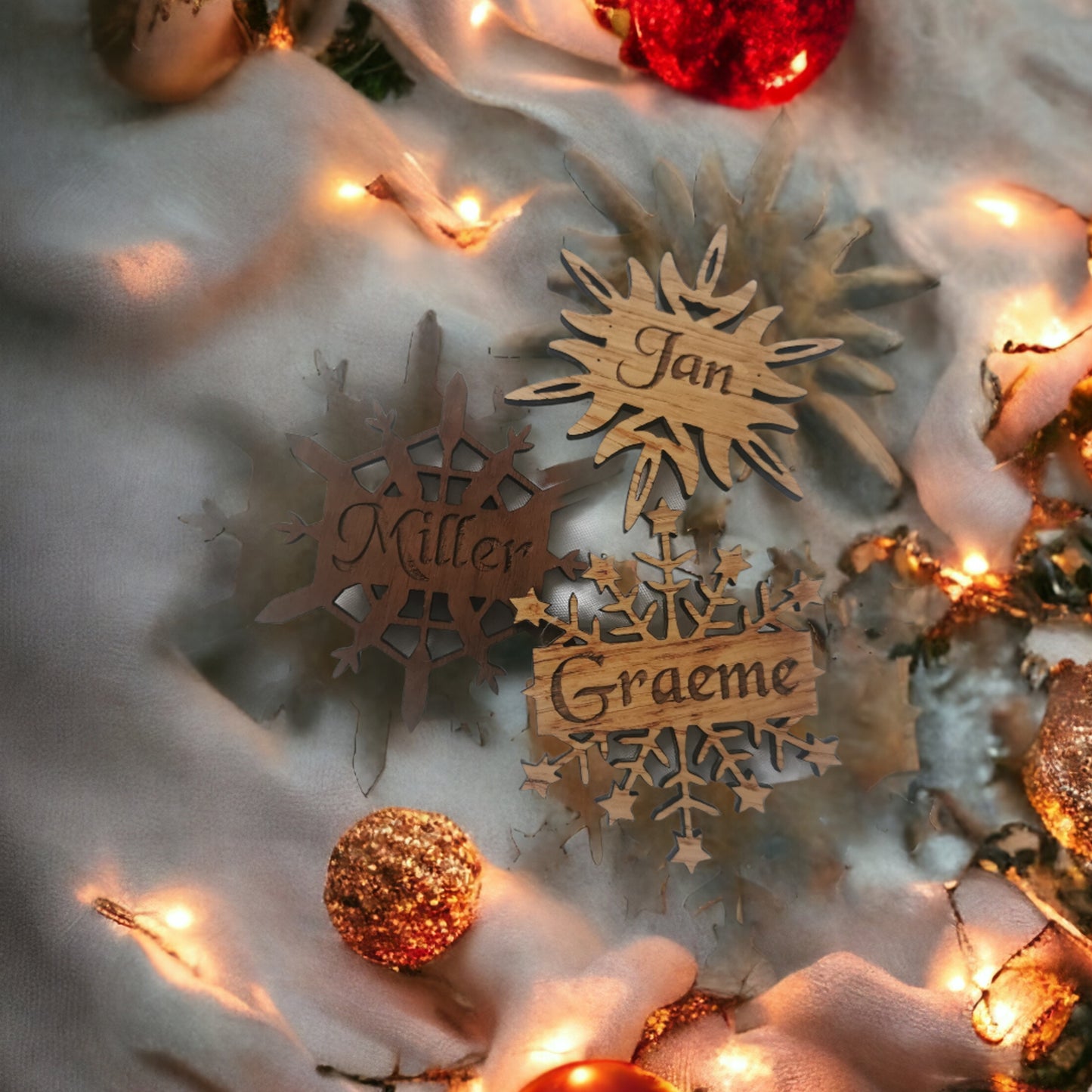 Wooden Snowflake Place Settings