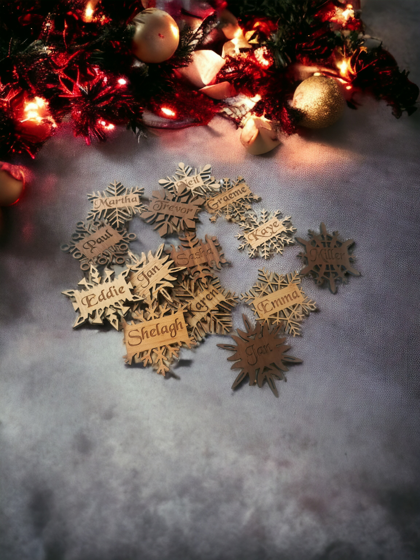 Wooden Snowflake Place Settings