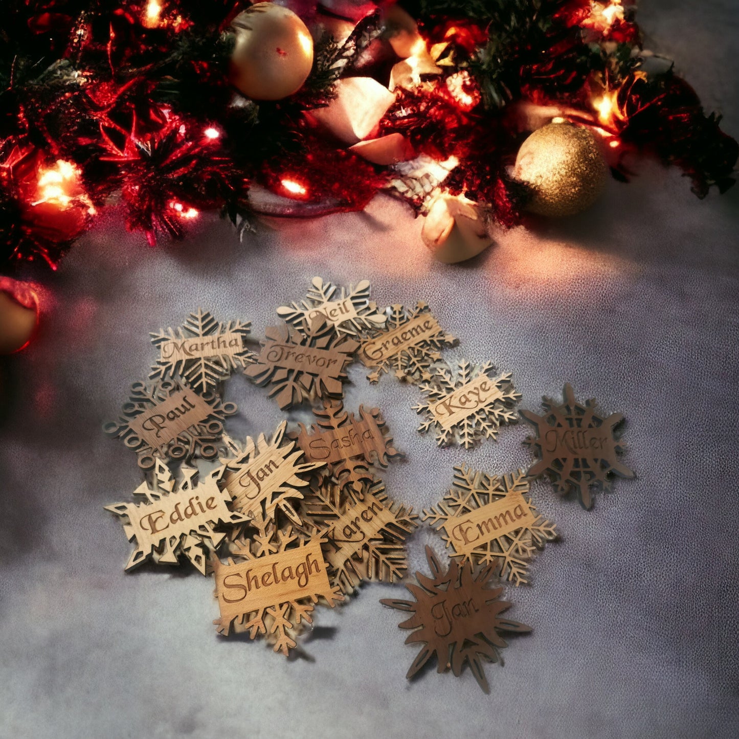 Wooden Snowflake Place Settings